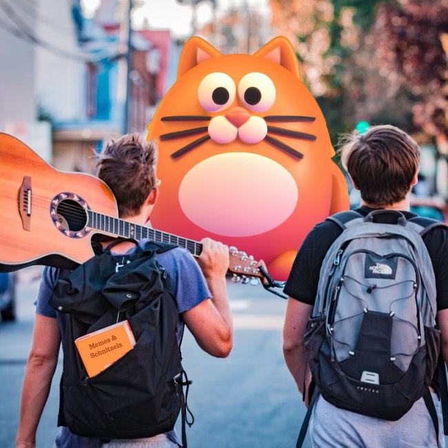 two guys, one cat